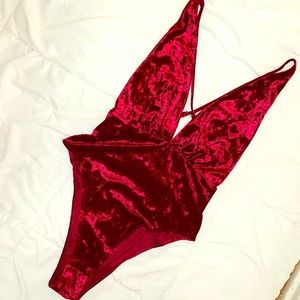 NWT Burgundy velvet body suit